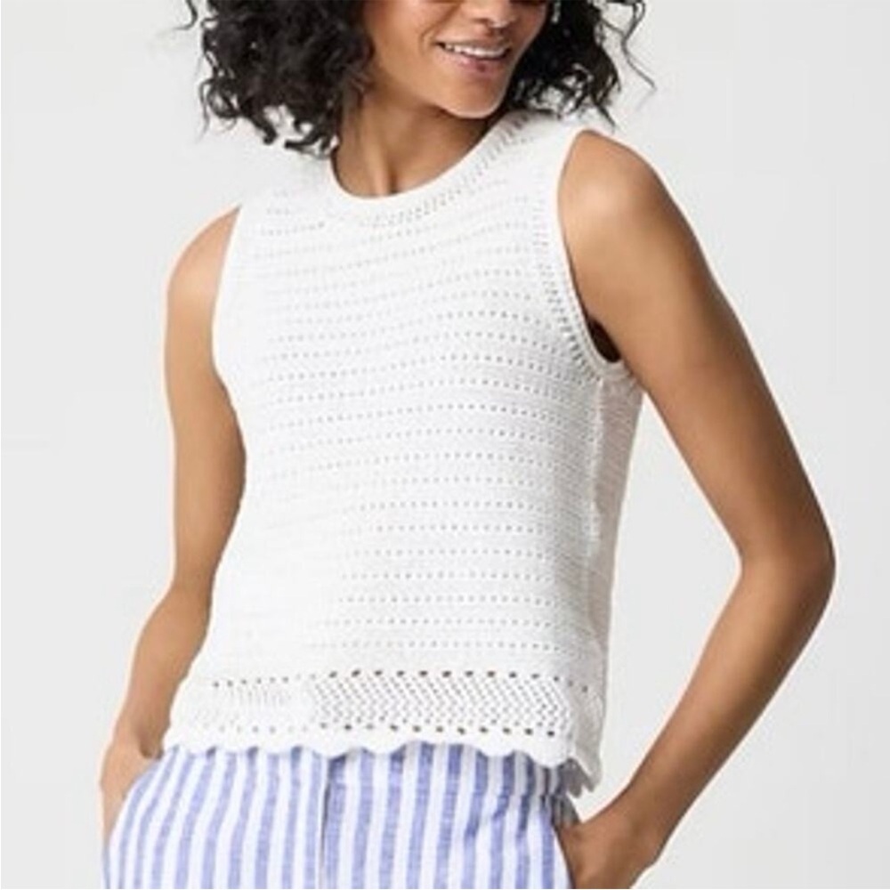 NWT J Crew Crochet sweater-tank Womens Small White